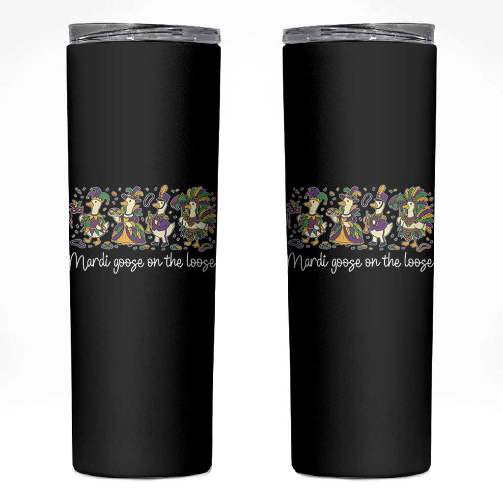 Goose Mardi Gras Skinny Tumbler Funny Mardi Goose On The Loose New Orleans Carnival