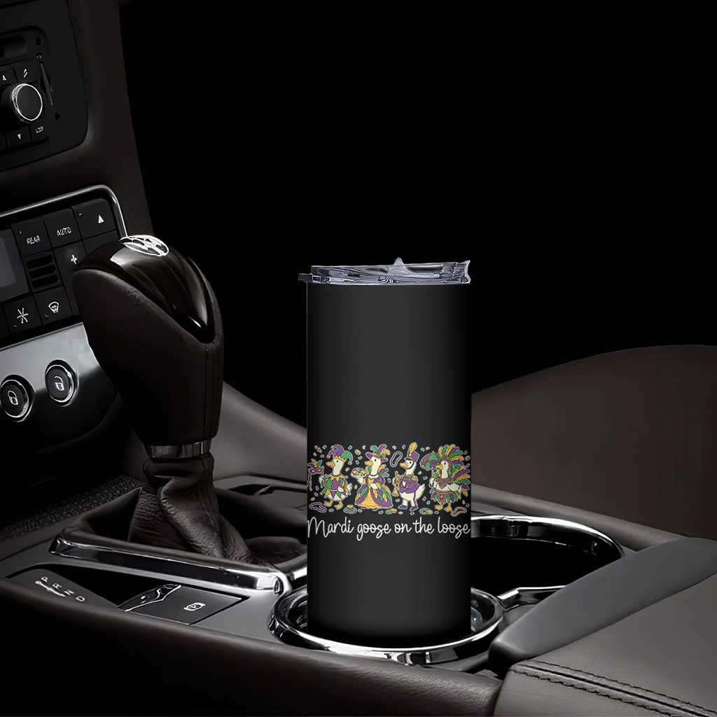 Goose Mardi Gras Skinny Tumbler Funny Mardi Goose On The Loose New Orleans Carnival