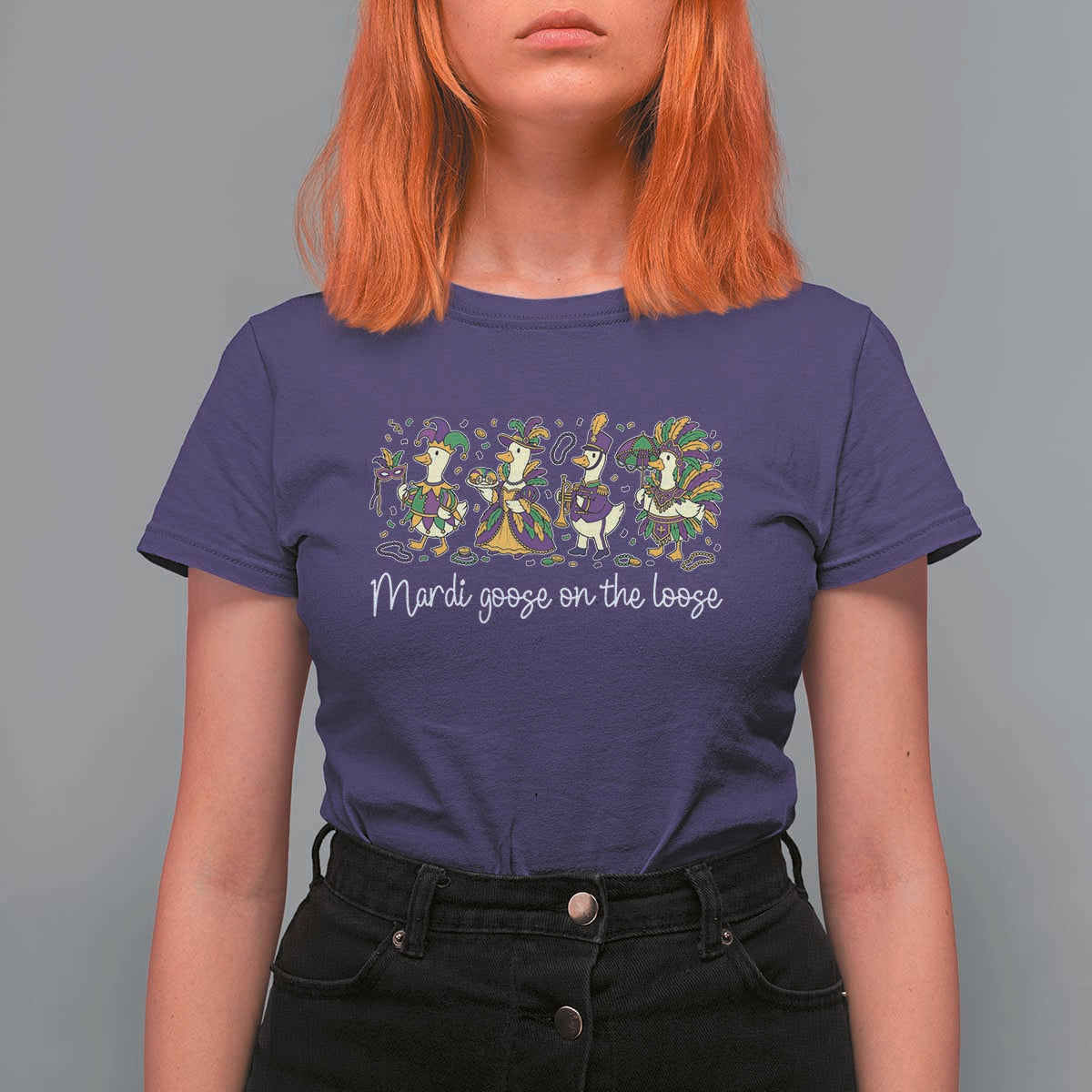 Goose Mardi Gras T Shirt For Women Funny Mardi Goose On The Loose New Orleans Carnival