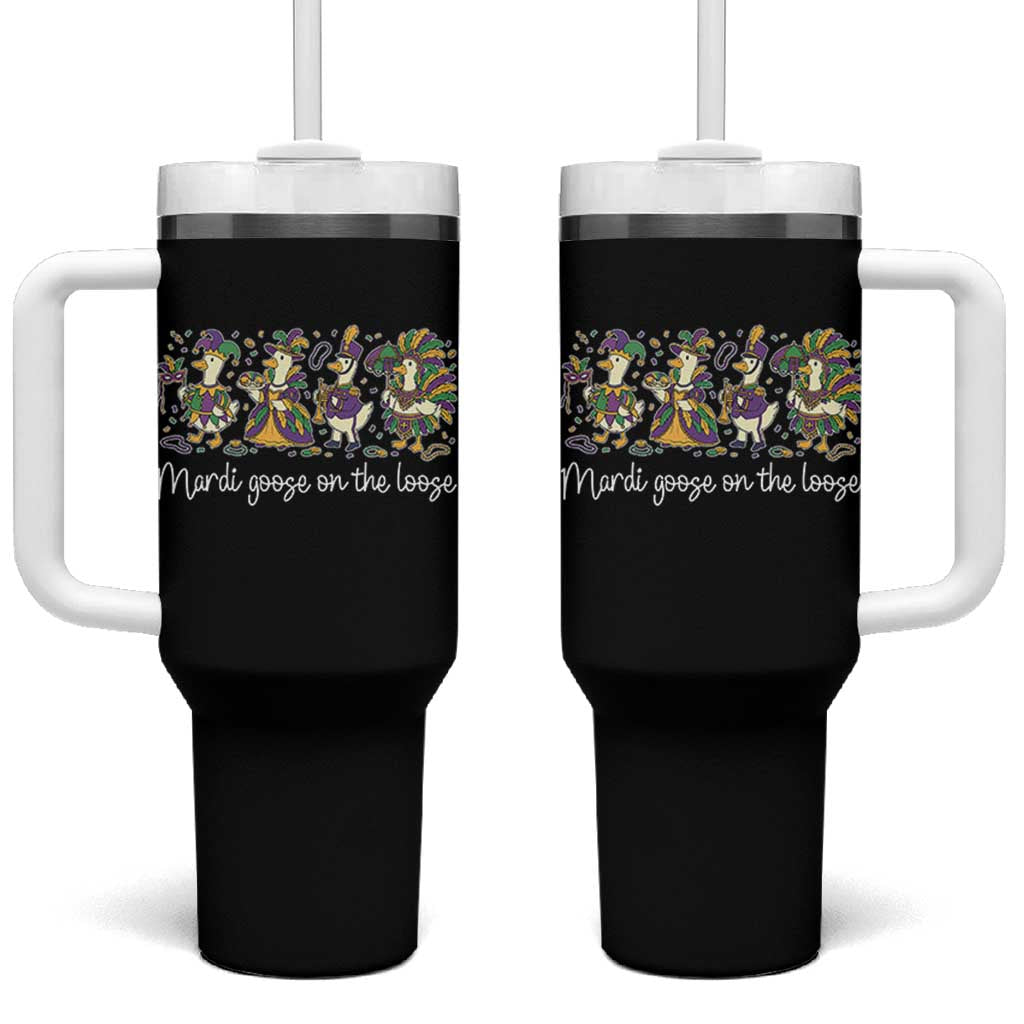 Goose Mardi Gras Tumbler With Handle Funny Mardi Goose On The Loose New Orleans Carnival
