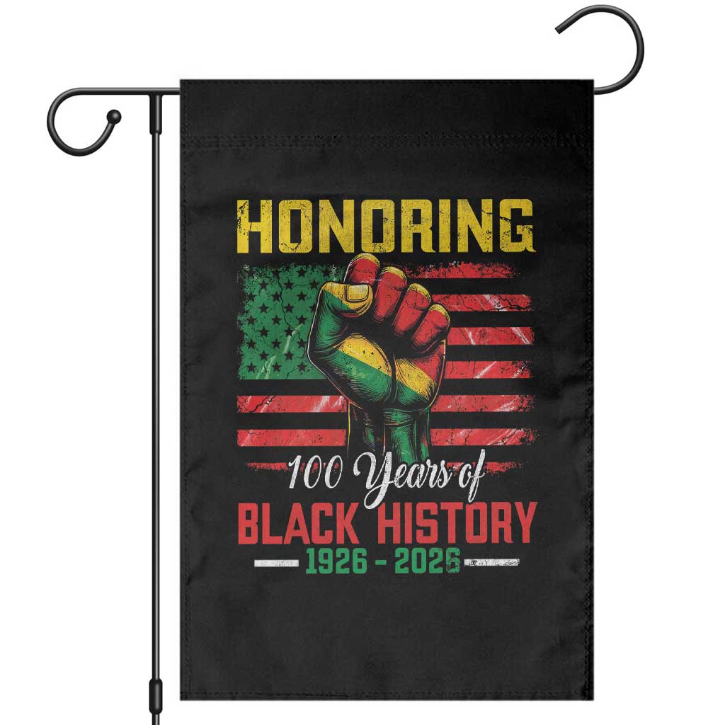 Honoring 100 Years Of Black History Garden Flag Hand Fist Vintage American Flag