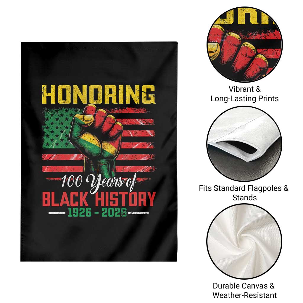 Honoring 100 Years Of Black History Garden Flag Hand Fist Vintage American Flag