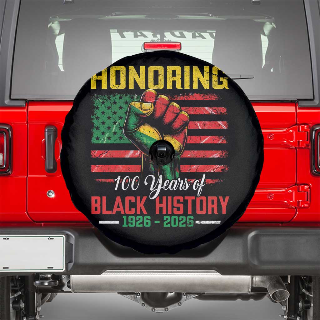 Honoring 100 Years Of Black History Spare Tire Cover Hand Fist Vintage American Flag