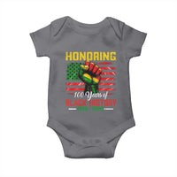Honoring 100 Years Of Black History Baby Onesie Hand Fist Vintage American Flag