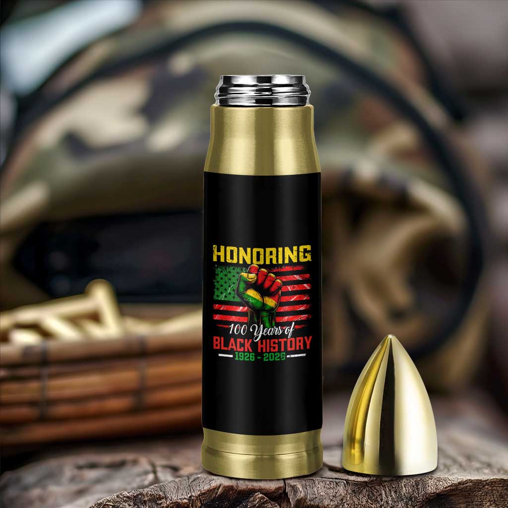 Honoring 100 Years Of Black History Bullet Tumbler Hand Fist Vintage American Flag
