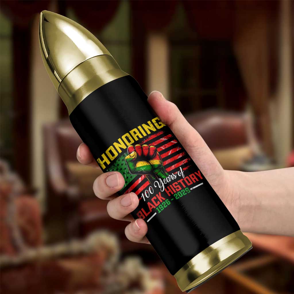 Honoring 100 Years Of Black History Bullet Tumbler Hand Fist Vintage American Flag