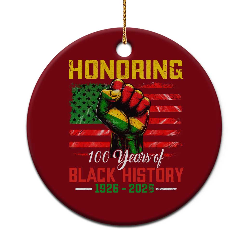 Honoring 100 Years Of Black History Ceramic Ornament Hand Fist Vintage American Flag
