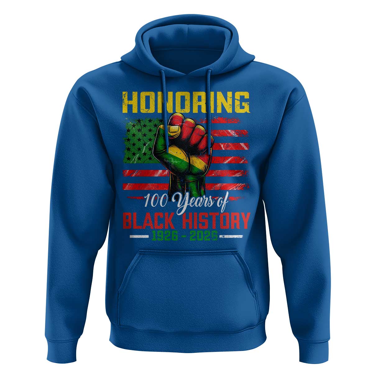 Honoring 100 Years Of Black History Hoodie Hand Fist Vintage American Flag
