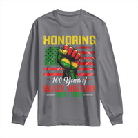 Honoring 100 Years Of Black History Long Sleeve Shirt Hand Fist Vintage American Flag
