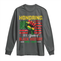 Honoring 100 Years Of Black History Long Sleeve Shirt Hand Fist Vintage American Flag