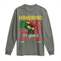 Honoring 100 Years Of Black History Long Sleeve Shirt Hand Fist Vintage American Flag