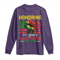 Honoring 100 Years Of Black History Long Sleeve Shirt Hand Fist Vintage American Flag