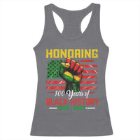 Honoring 100 Years Of Black History Racerback Tank Top Hand Fist Vintage American Flag