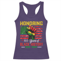 Honoring 100 Years Of Black History Racerback Tank Top Hand Fist Vintage American Flag