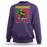 Honoring 100 Years Of Black History Sweatshirt Hand Fist Vintage American Flag
