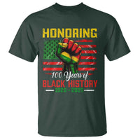 Honoring 100 Years Of Black History T Shirt Hand Fist Vintage American Flag