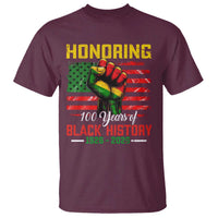 Honoring 100 Years Of Black History T Shirt Hand Fist Vintage American Flag