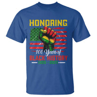 Honoring 100 Years Of Black History T Shirt Hand Fist Vintage American Flag