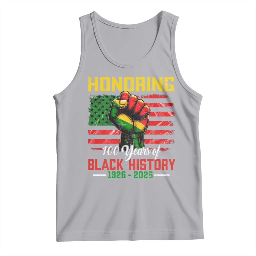 Honoring 100 Years Of Black History Tank Top Hand Fist Vintage American Flag