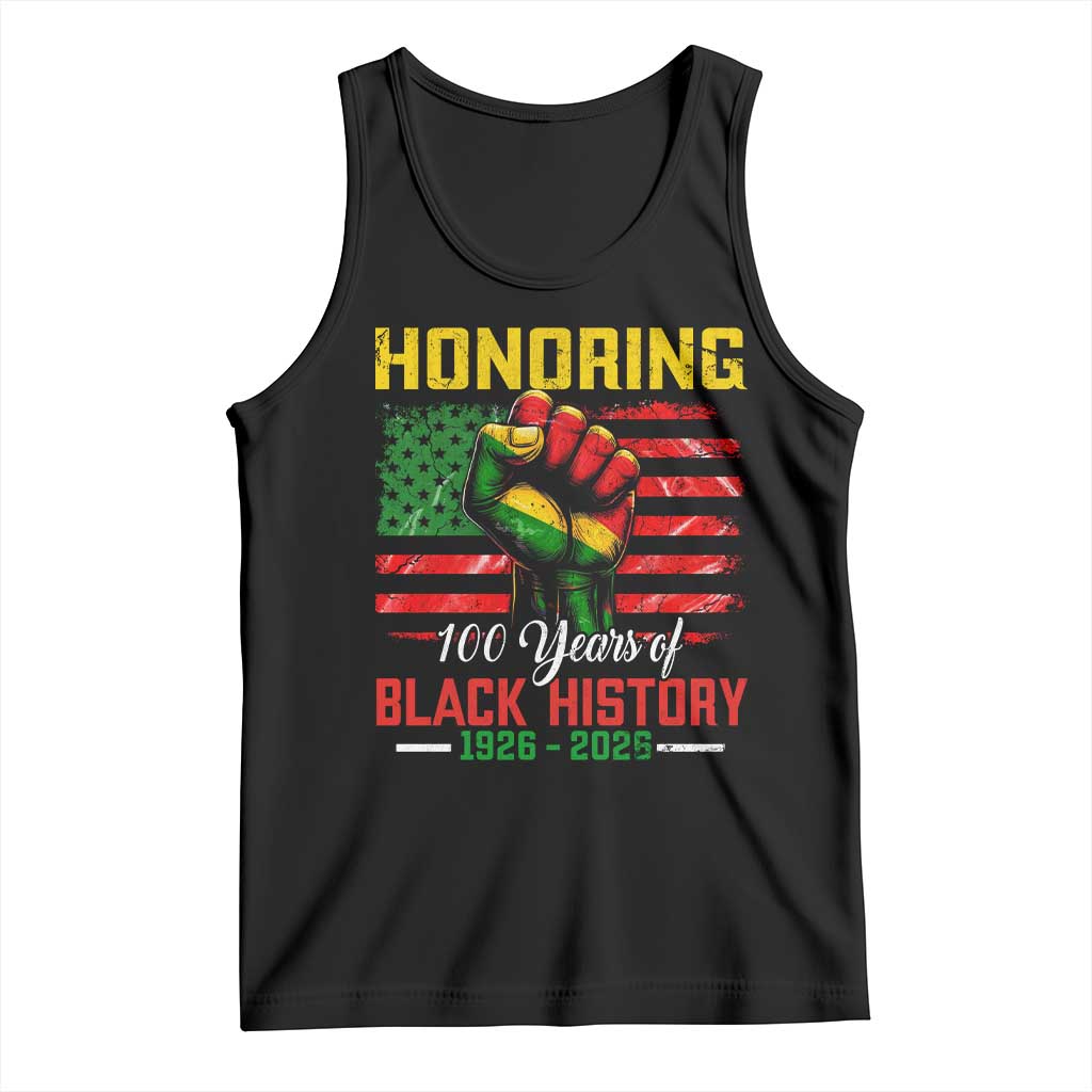Honoring 100 Years Of Black History Tank Top Hand Fist Vintage American Flag