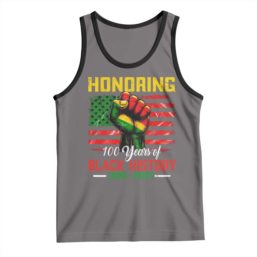 Honoring 100 Years Of Black History Tank Top Hand Fist Vintage American Flag