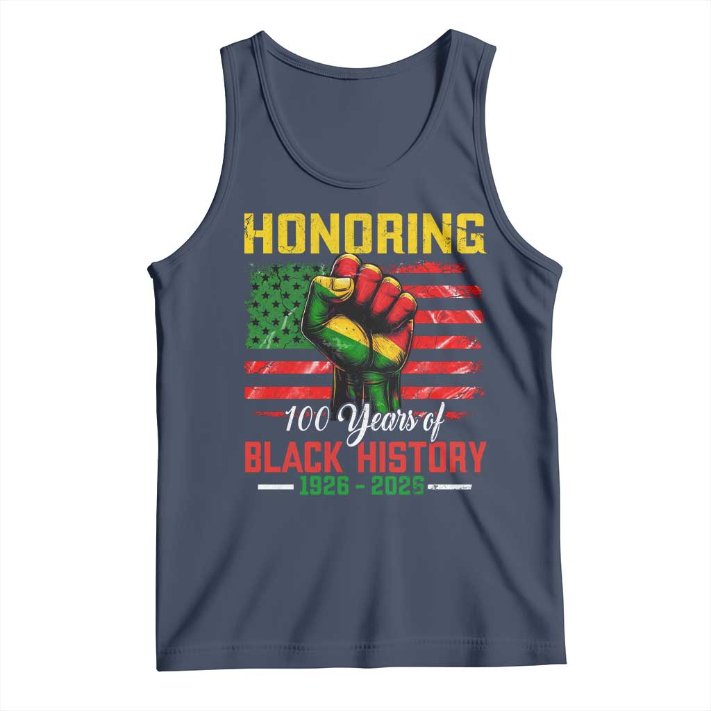 Honoring 100 Years Of Black History Tank Top Hand Fist Vintage American Flag