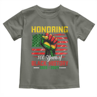 Honoring 100 Years Of Black History Toddler T Shirt Hand Fist Vintage American Flag