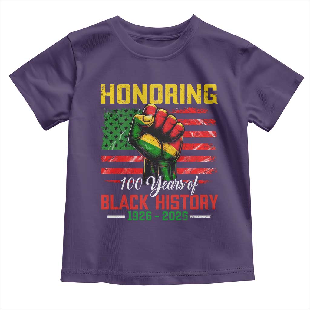 Honoring 100 Years Of Black History Toddler T Shirt Hand Fist Vintage American Flag