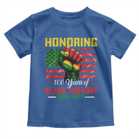 Honoring 100 Years Of Black History Toddler T Shirt Hand Fist Vintage American Flag