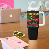 Honoring 100 Years Of Black History Tumbler With Handle Hand Fist Vintage American Flag