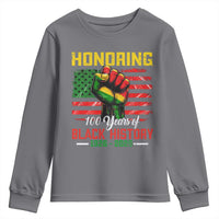 Honoring 100 Years Of Black History Youth Sweatshirt Hand Fist Vintage American Flag