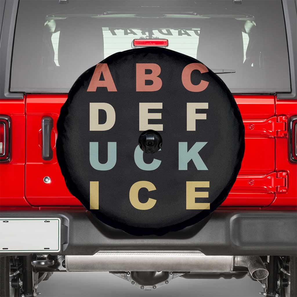 Funny Fuck Ice Protest Resistance Spare Tire Cover Political Retro Alphabet Graphic