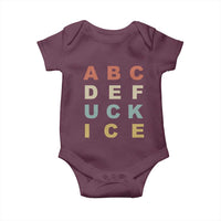 Funny Fuck Ice Protest Resistance Baby Onesie Political Retro Alphabet Graphic