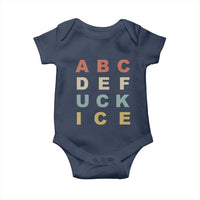 Funny Fuck Ice Protest Resistance Baby Onesie Political Retro Alphabet Graphic
