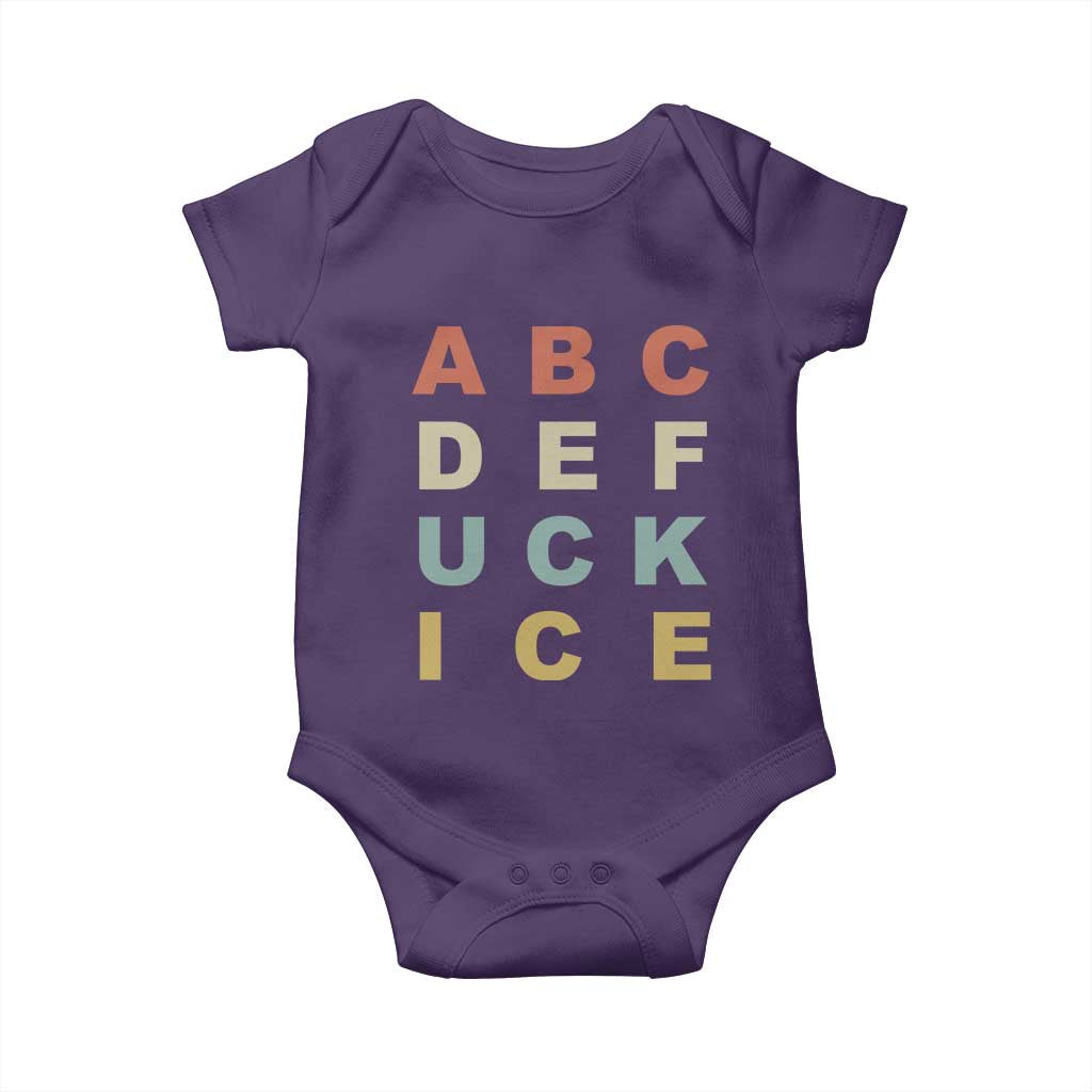 Funny Fuck Ice Protest Resistance Baby Onesie Political Retro Alphabet Graphic