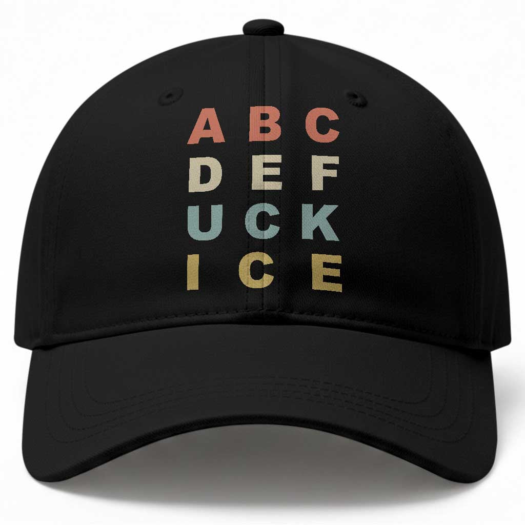 Funny Fuck Ice Protest Resistance Baseball Cap Political Retro Alphabet Graphic