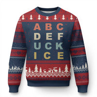 Funny Fuck Ice Protest Resistance Ugly Christmas Sweater Political Retro Alphabet Graphic