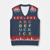 Funny Fuck Ice Protest Resistance V-Neck Knit Sweater Vest Political Retro Alphabet Graphic