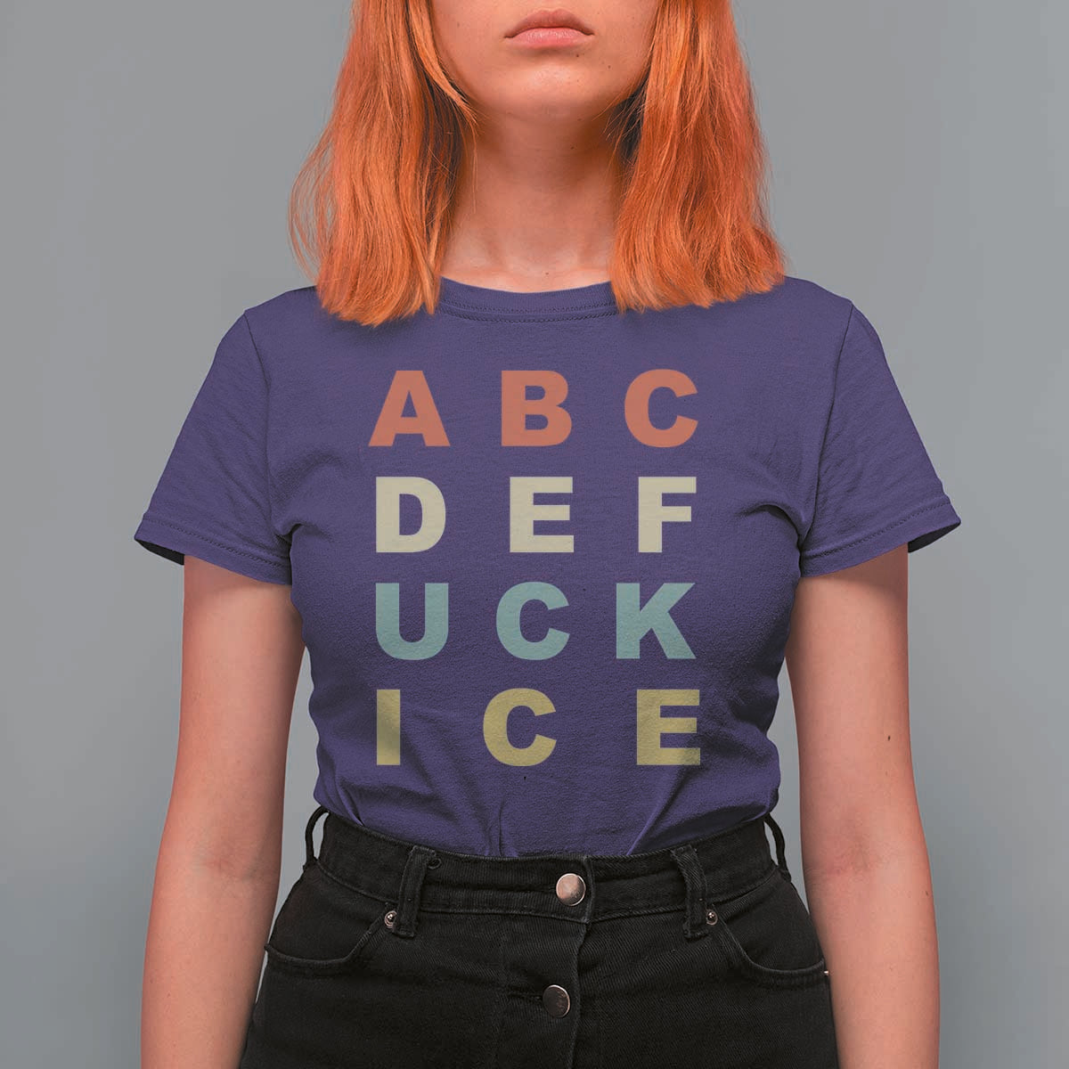 Funny Fuck Ice Protest Resistance T Shirt For Women Political Retro Alphabet Graphic