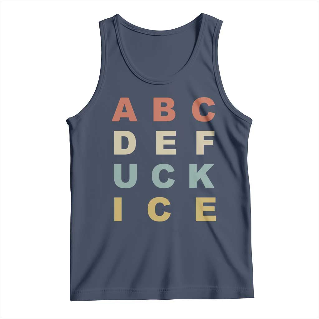 Funny Fuck Ice Protest Resistance Tank Top Political Retro Alphabet Graphic