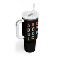 Funny Fuck Ice Protest Resistance Tumbler With Handle Political Retro Alphabet Graphic