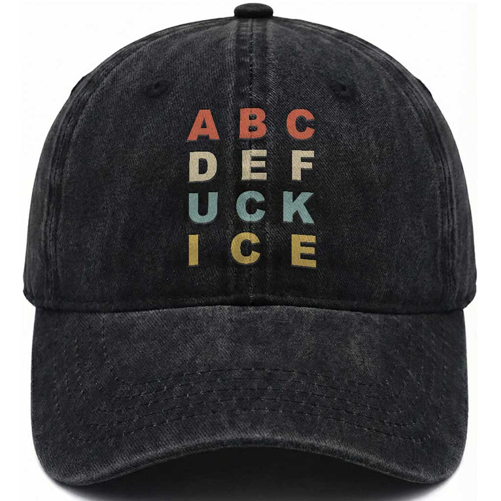 Funny Fuck Ice Protest Resistance Washed Cotton Baseball Cap Political Retro Alphabet Graphic