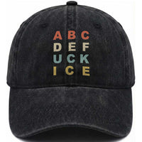 Funny Fuck Ice Protest Resistance Washed Cotton Baseball Cap Political Retro Alphabet Graphic