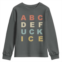 Funny Fuck Ice Protest Resistance Youth Sweatshirt Political Retro Alphabet Graphic