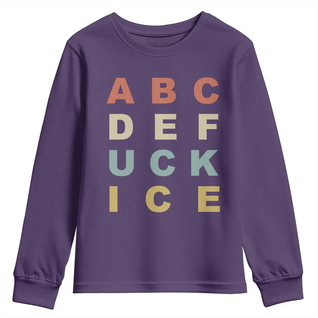 Funny Fuck Ice Protest Resistance Youth Sweatshirt Political Retro Alphabet Graphic