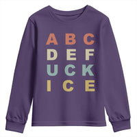 Funny Fuck Ice Protest Resistance Youth Sweatshirt Political Retro Alphabet Graphic