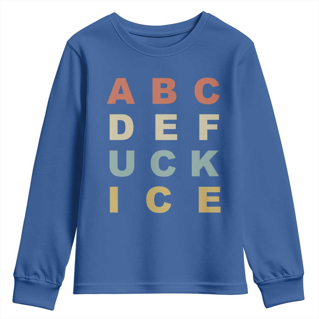 Funny Fuck Ice Protest Resistance Youth Sweatshirt Political Retro Alphabet Graphic