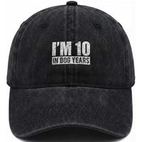 70th Birthday Funny I Am 10 In Dog Years Washed Cotton Baseball Cap 70 Years Old Gifts