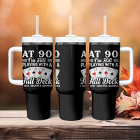 90th Birthday Poker Lover Tumbler With Handle At 90 I Am Still Playing With A Full Deck I Just Shuffle Slower