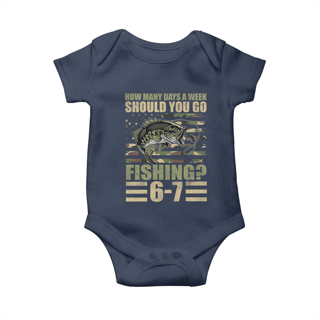 Fishing 67 Meme Baby Onesie How Many Days A Week Should You Go Fishing Camo Flag
